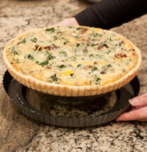 Removing quiche from pan
