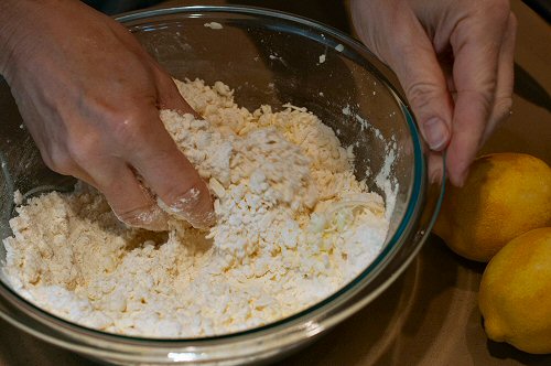Mixing in grated butter