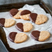 Chocolate-dipped Walnut Shortbread Cookies