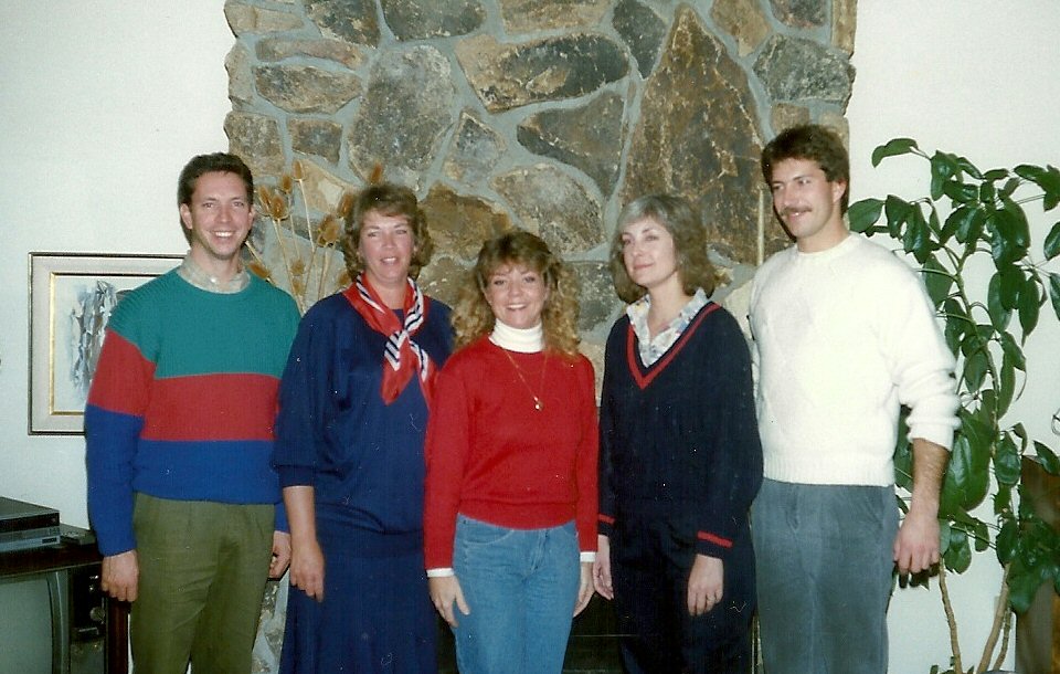 The Hostess, surrounded by her tormenters, circa "The College Years"