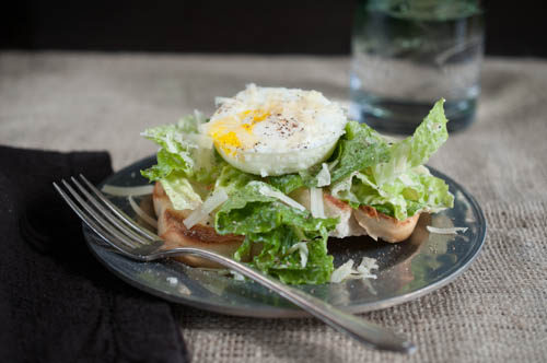 Caesar Salad with Poached Egg Recipe - EntertainingCouple.com