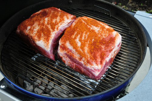 Two Pork Shoulders on Grill