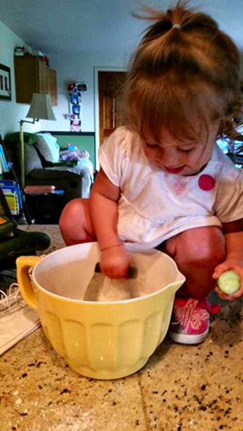 Olivia Making Blackberry Cobbler