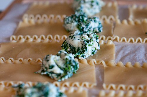 Spinach Mixture on Noodles