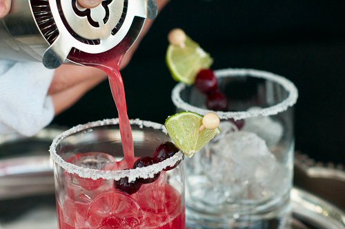 Pouring a Cranberry Margarita