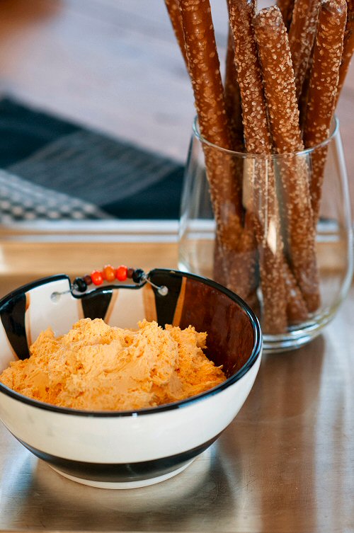 Cheese Dip with Pretzel Rods