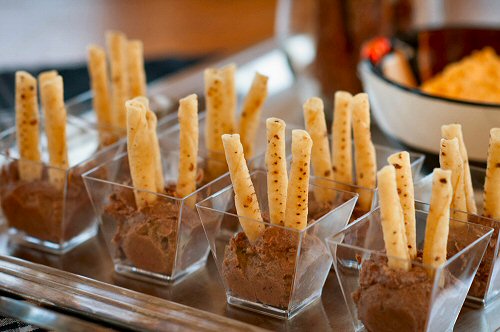 Rolled Tortilla Chips and Bean Dip